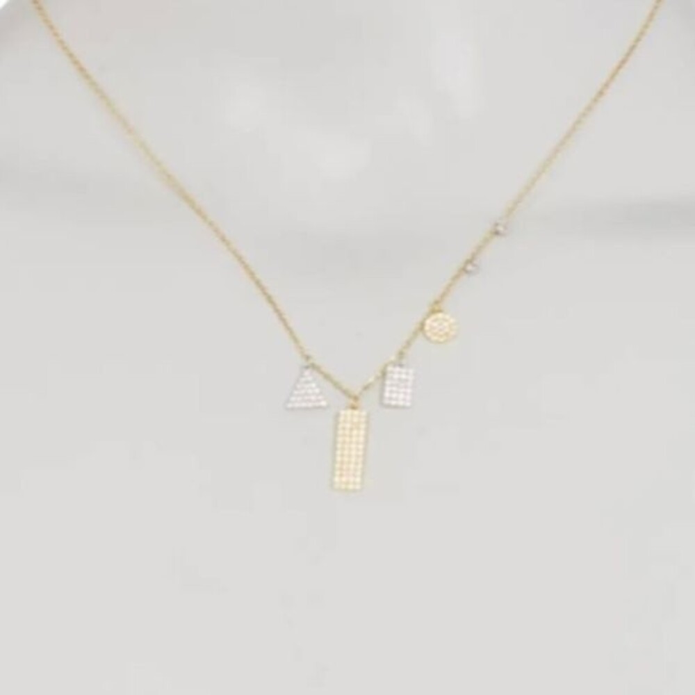 NWT Gold Plated Multi Shaped Pavé Swarovski Crystal Accented Necklace - Picture 3 of 15